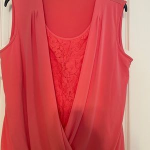 Calvin Klein sleeveless blouson top.